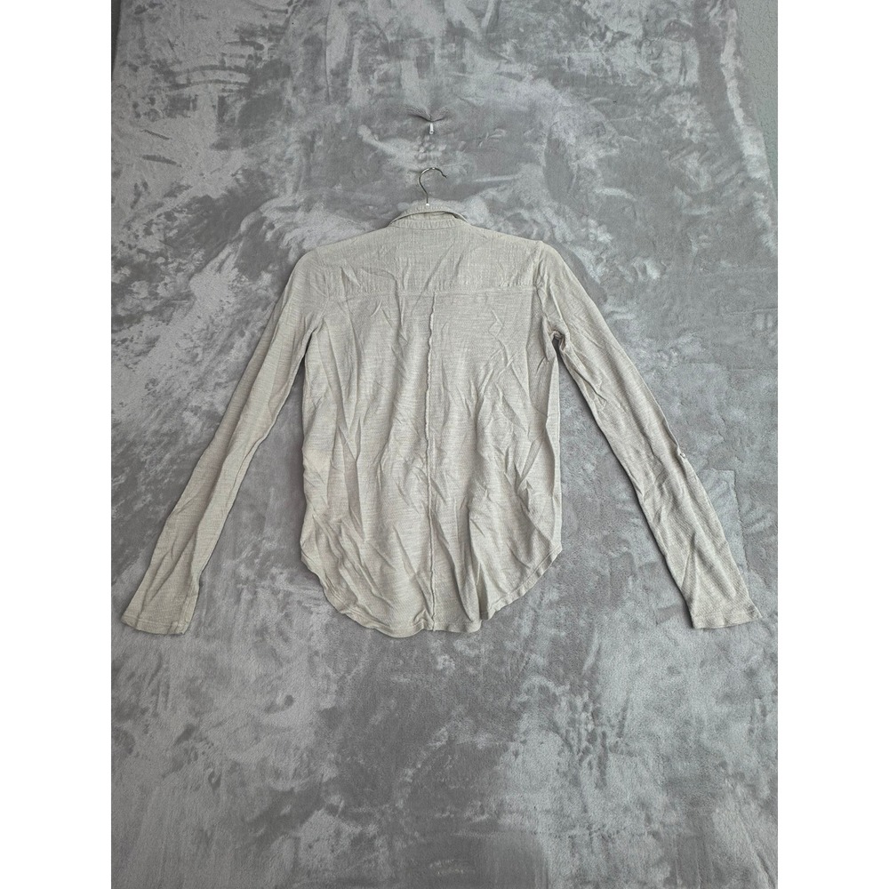 Lucky‎ Brand Linen Blend Button Down Shirt Top Beige XS Long Sleeve - Picture 8 of 9
